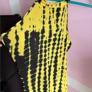 Yellow and Black Tie-Dye Sleeveless Maxi